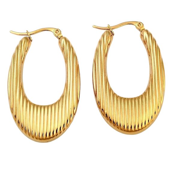 1 3/4 Inch 44mm Hoop Gold Tone Pierced Post Earrings - Picture 3 of 5